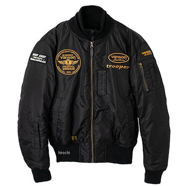 バンソン VANSON 2022年秋冬モデル MA-1ジャケット 黒 黄 XLサイズ TVS2208W JP店