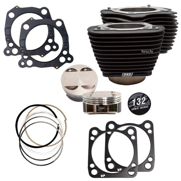 S&Sサイクル S&S Cycle 132ビッグボアキット リンクルブラック ハイライトフィンなし M8エンジン 114CI 910-0846 JP店