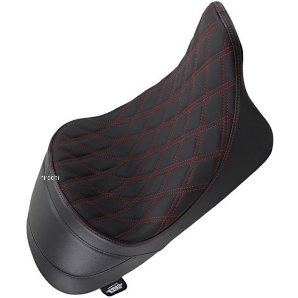 【USA在庫あり】 DRAG Specialties シート フォワード ロー ソロシート ダイヤモンド ハーレー ツーリング レッドステッチ 0801-1254 JP店