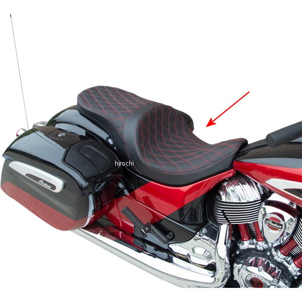 【USA在庫あり】 DRAG Specialties ドラックスペシャリティーズ シート ロープロファイルツーリングシート ダブルダイヤモンド 赤ステッチ 0810-2276 JP店
