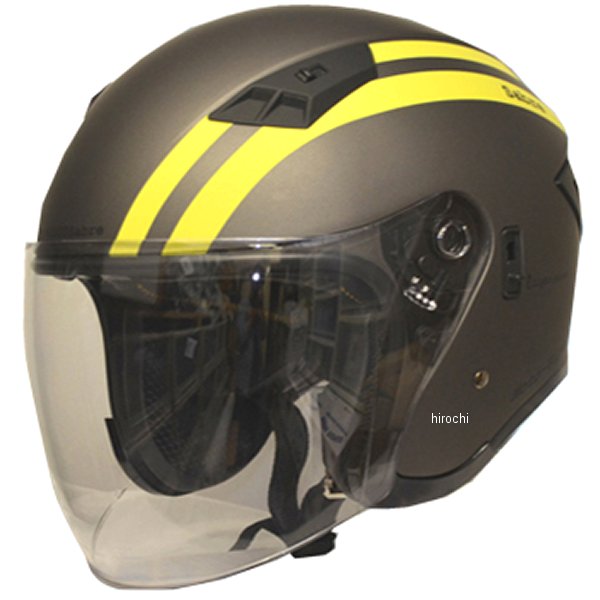 モトバイパー Moto-Viper ジェットヘルメット SABRE YELLOW LINE マットガンメタル Mサイズ MP500 JP店|株式会社ヒロチー商事 店