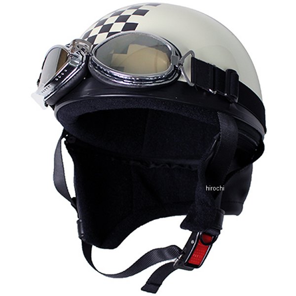 モトボワットBB Moto Boite ビンテージヘルメット パール白/チェッカー フリーサイズ(58-60cm未満) 10675090 JP店