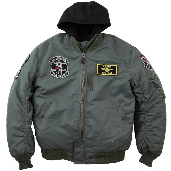 HTVA2321W ヒューストン HOUSTON 2024年秋冬モデル ジャケット MA-1 BLACK KNIGHT M/C カーキ Xサイズ HTVA2321WKHX JP店