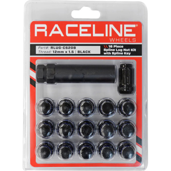 【USA在庫あり】 Raceline Wheels スプライン ラグナット キット 12 mm x 1.5インチ 16個入り 黒 0223-0273 JP店