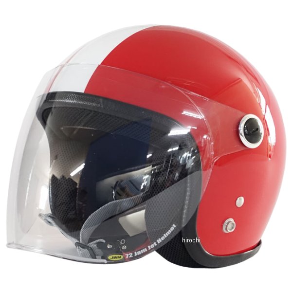 ナナニージャム 72JAM キッズヘルメット シールド付き ホワイトライン 赤 KIDSサイズ(52-55cm未満) JPK-05 JP店