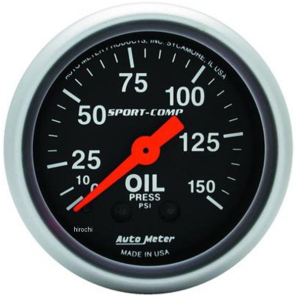 【USA在庫あり】 オートメーター Autometer Sport-Comp 52mm 0-150 PSI メカニカル 油圧計 atm3323 JP店