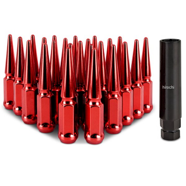 【USA在庫あり】 Mishimoto スチール スパイク ラグナット M14 x 1.5 24個セット 赤 misMMLG-SP1415-24RD JP店