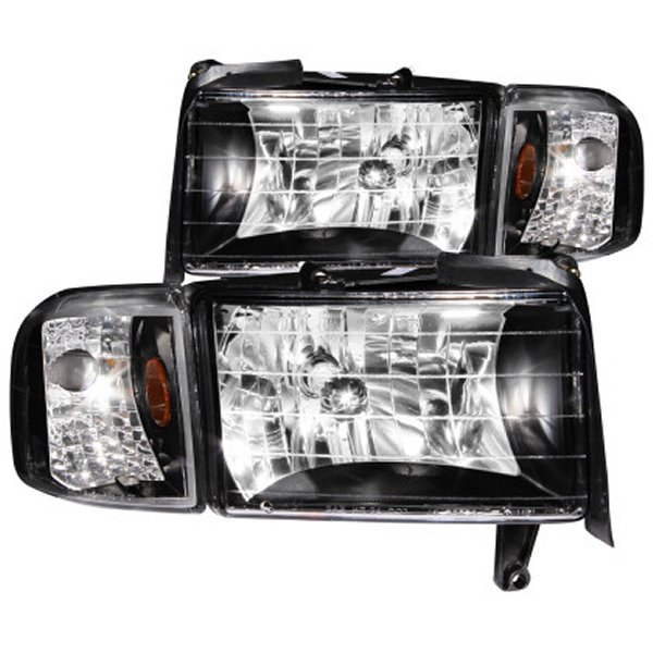 【USA在庫あり】 ANZO 1994-2001 Dodge Ram Crystal ヘッドライト Black anz111067 JP店