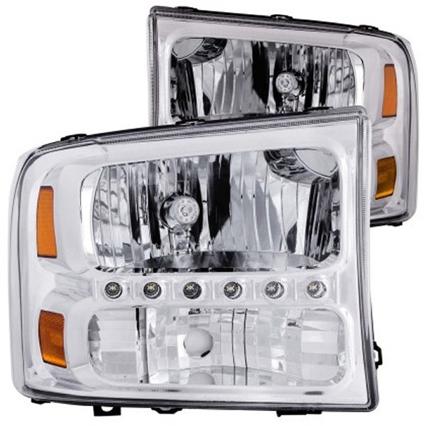 【USA在庫あり】 ANZO 2000-2004 フォード Excursion Crystal ヘッドライト クローム w/ LED 1pc anz111088 JP店