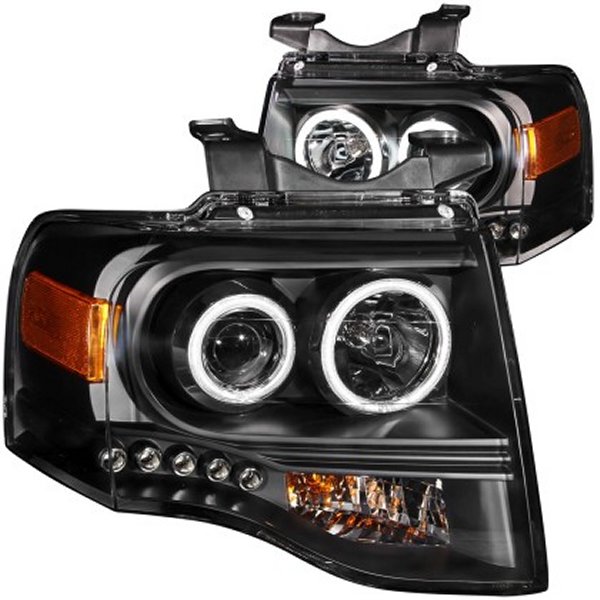 【USA在庫あり】 ANZO 2007-2014 フォード Expedition プロジェクターヘッドライト w/ Halo Black anz111113 JP店