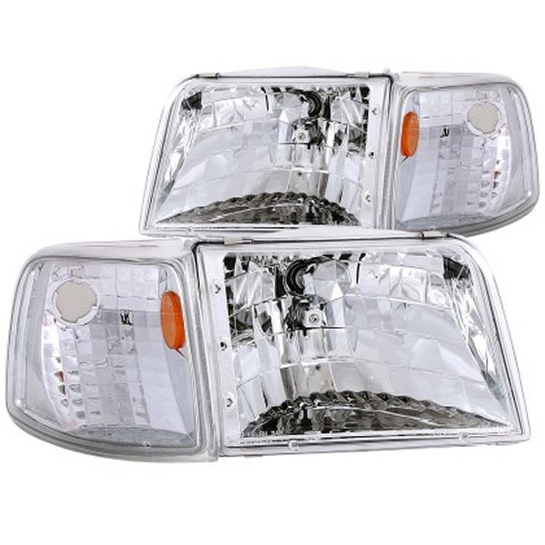 【USA在庫あり】 ANZO 1993-1997 フォード Ranger Crystal ヘッドライト クローム w/ Corner Lights 2pc anz111119 JP店