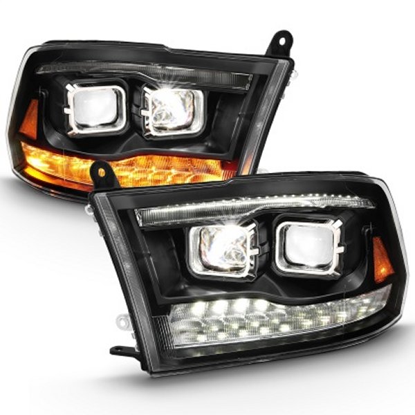 【USA在庫あり】 ANZO 2009-2018 Dodge Ram 1500 Led プロジェクターPlank Style Switchback H.L Halo ブラック Amber (OE Style) anz111464 JP店