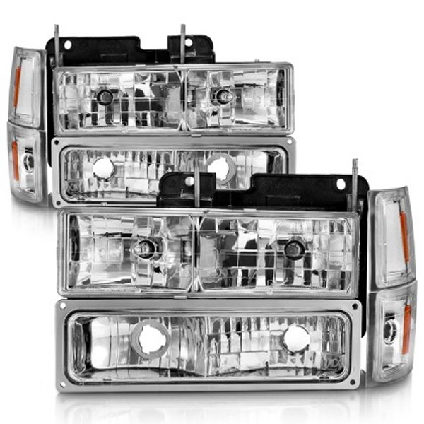 【USA在庫あり】 ANZO 88-98 シボレー C1500 Crystal ヘッドライト クローム w/ Signal and Side Marker Lights anz111506 JP店