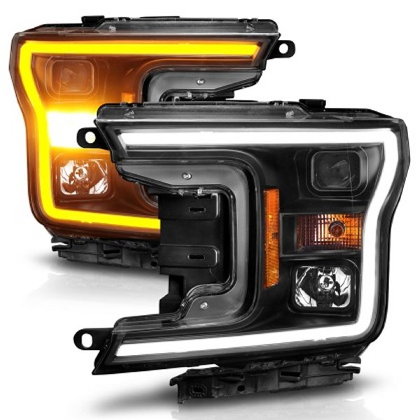 【USA在庫あり】 ANZO 18年-20年 フォード F-150 プロジェクターHeadlight w/ Plank Style Switchback ブラック Housing anz111509 JP店