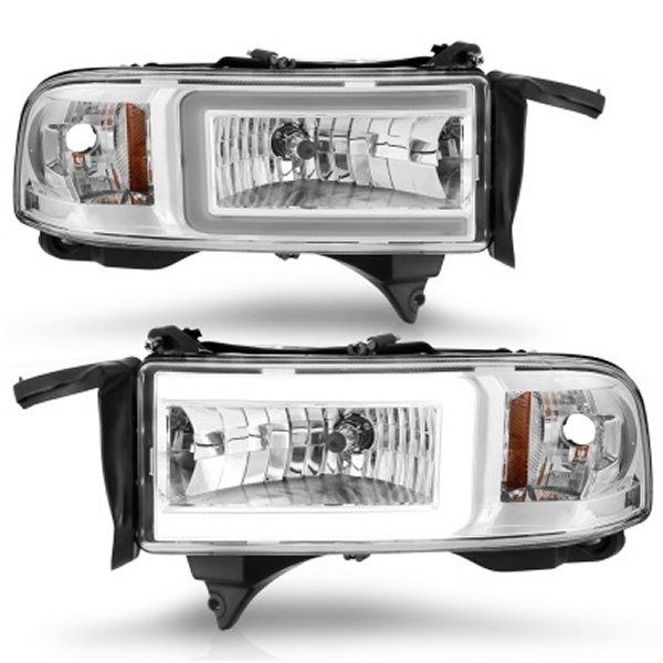 【USA在庫あり】 ANZO 94-02 Dodge RAM Crystal Headlight - w/ Light Bar クローム Housing anz111555 JP店