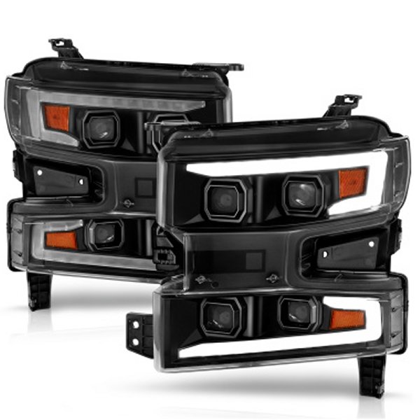 【USA在庫あり】 ANZO 19-22 シボレー Silverado 1500 LED Proj HL w/Lgt Bar SwBk Seq. Blk w/In. Light - 助手席側 anz111566-R JP店