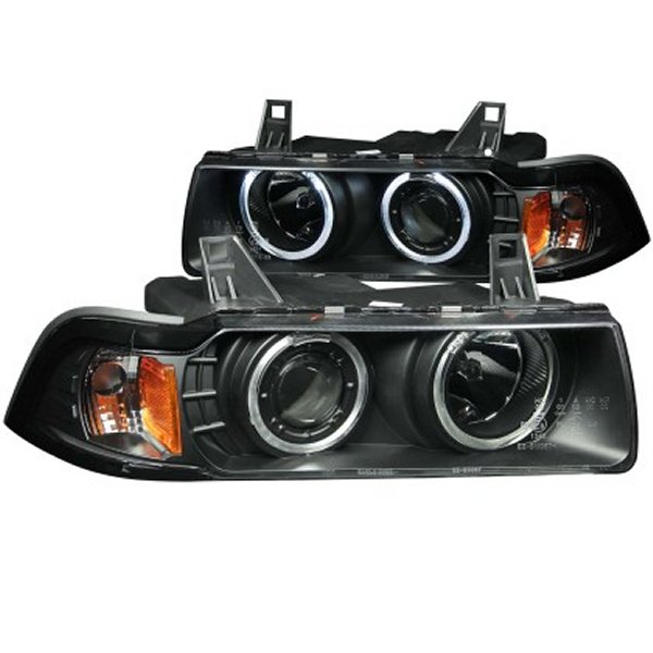 【USA在庫あり】 ANZO 1992-1998 BMW 3シリーズ E36 プロジェクターヘッドライト w/ Halo ブラック (CCFL) G2 anz121011 JP店