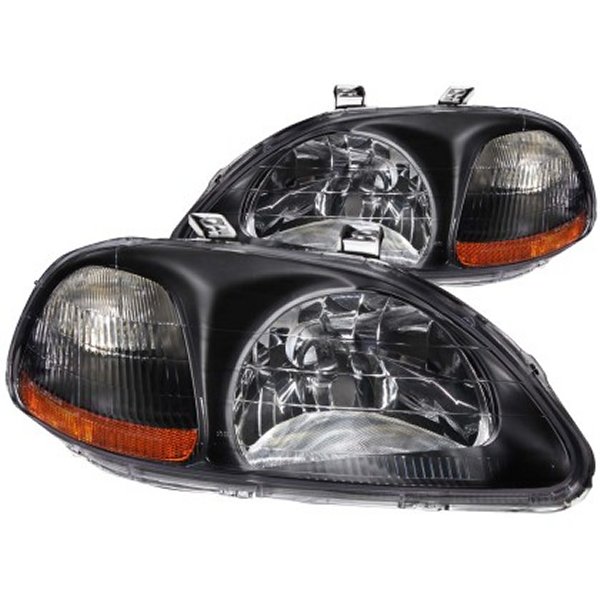 【USA在庫あり】 ANZO 1996-1998 ホンダ Civic Crystal ヘッドライト Black anz121067 JP店