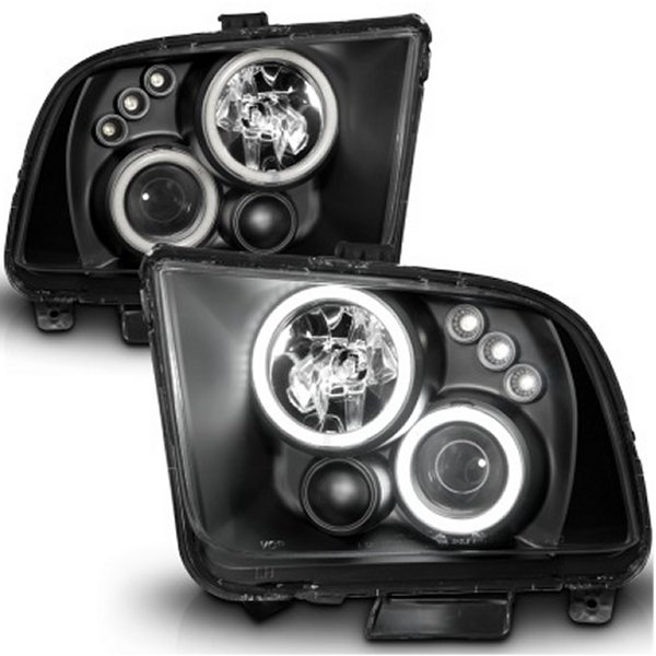 【USA在庫あり】 ANZO 05年-09年 フォード Mustang プロジェクターヘッドライト w/ Halo Black anz121166 JP店