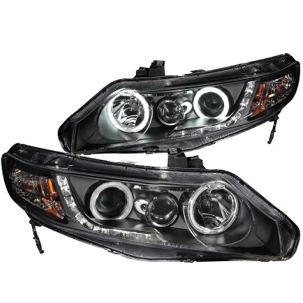 【USA在庫あり】 ANZO 06年-11年 ホンダ Civic プロジェクターヘッドライト w/ Halo ブラック (CCFL) anz121454 JP店