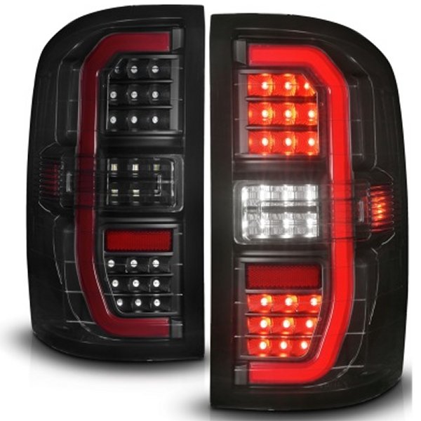 【USA在庫あり】 ANZO 14-18 GMC Sierra 1500 Full LED Taillights ブラック Housing Smoke Lens (w/C Light Bars) anz311465 JP店