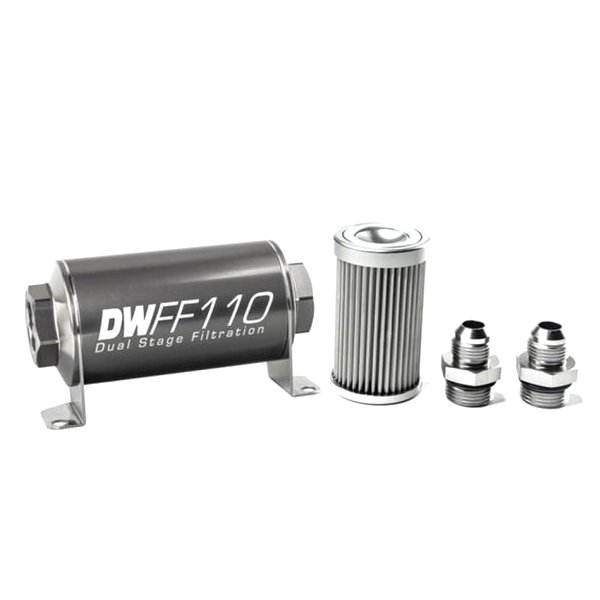 【USA在庫あり】 DeatschWerks Stainless Steel 8AN 5 Micron Universal Inline フューエル フィルター Housing キット (110mm) dwk8-03-110-005K-8 JP店
