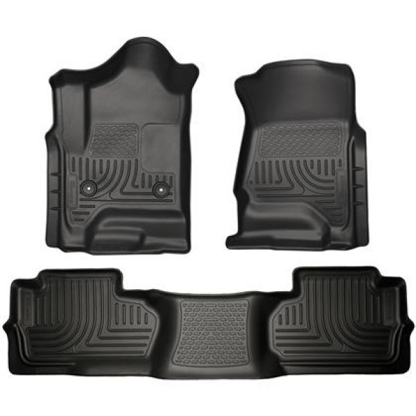 【USA在庫あり】 Husky Liners 14 シボレー シルバラード/GMC Sierra Dbl Cab WeatherBeater ブラック フロント&2nd Seat Floor Line hsl98241 JP店