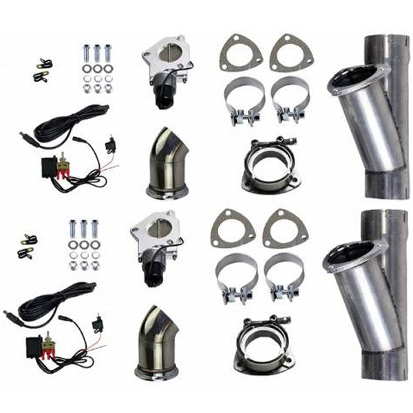 【USA在庫あり】 Granatelli 3.0in Alum Mild Steel Electronic Dual Slip Fit Exhaust Cutout w/Band クランプ gms303530D JP店