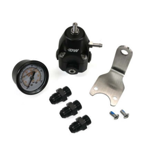 【USA在庫あり】 DeatschWerks DWR1000C AFPR + Pressure ゲージ + 6AN & 8AN フィッテイングs - アノダイズド ブラック dwk6-1002-FRB-86 JP店