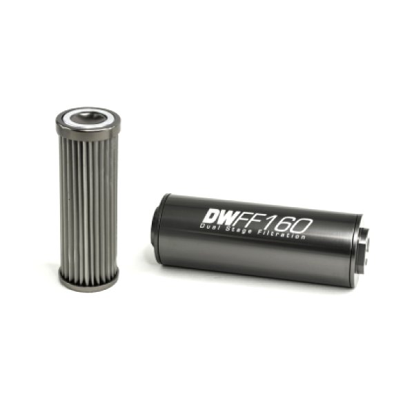 【USA在庫あり】 DeatschWerks Stainless Steel 8AN 10 Micron Universal Inline フューエル フィルター Housing キット (160mm) dwk8-03-160-010K-8 JP店