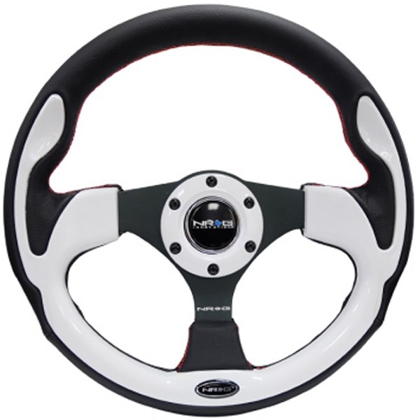 【USA在庫あり】 NRG Reinforced ステアリングホイール (320mm) Blk w/ホワイト Trim & 4mm 3-Spoke nrgRST-001WT JP店