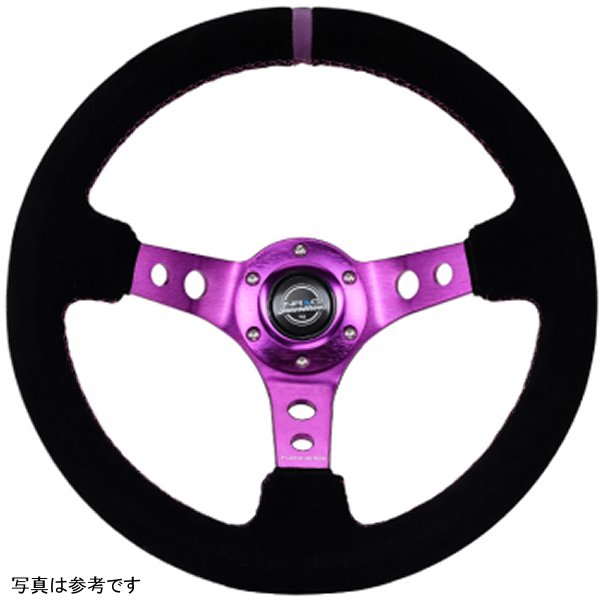 【USA在庫あり】 NRG Reinforced ステアリングホイール (350mm / 3in. Deep) ブラックスウェード w/Purple Center & パープル Stitching nrgRST-006S-PP JP店