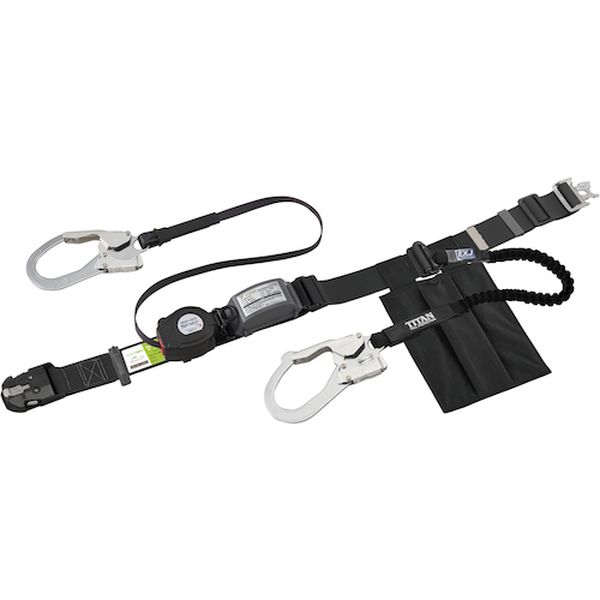【メーカー在庫あり】 胴ベルト型ロック付き巻取式 ダブル ワンタッチバックル仕様 REELOCK S2NEO ＋ EXJ補助ロープ ブラック OT-SLN505-WEB-BL JP店