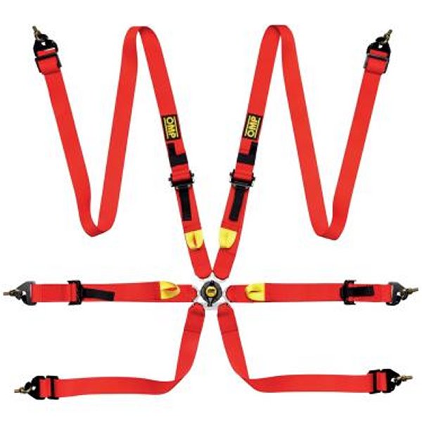 【USA在庫あり】 OMP Safety Harness First 2In レッド (Fia 8853-2016) Pull Up - Steel Adj ompDA0-0208-A01-061 JP店