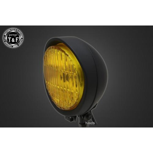 ガレージT＆F 5.5インチバイザーヘッドライト+ステー 250TR マットBK/イエロー 4020666 JP店