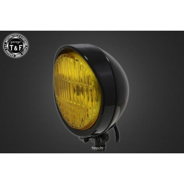 ガレージT＆F 5.5インチバイザーヘッドライト+ステー マグナ250 ブラック/イエロー 4020676 JP店