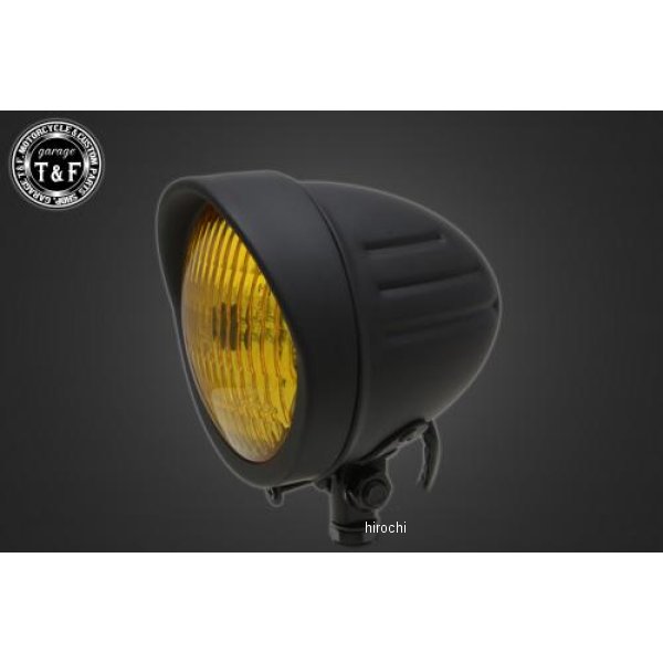 ガレージT＆F 4.5インチスリットヘッドライト(クラシックレンズ仕様)+ステー バルカン400 マットBK/イエロー 4020833 JP店