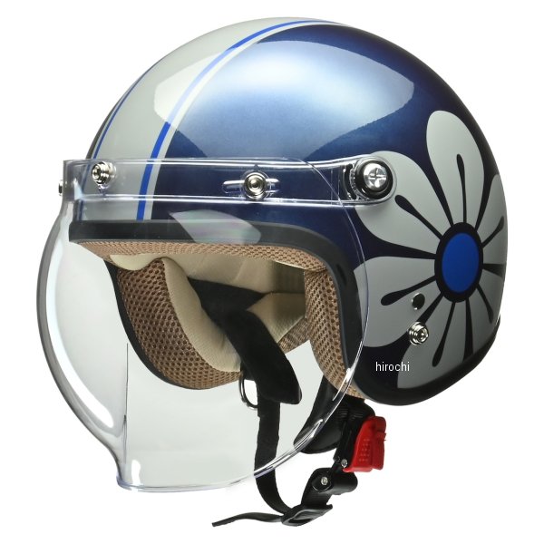 【メーカー在庫あり】 リード工業 ジェットヘルメット レディース ネイビー×グレー フリーサイズ(55cm-57cm) NOVIA JP店