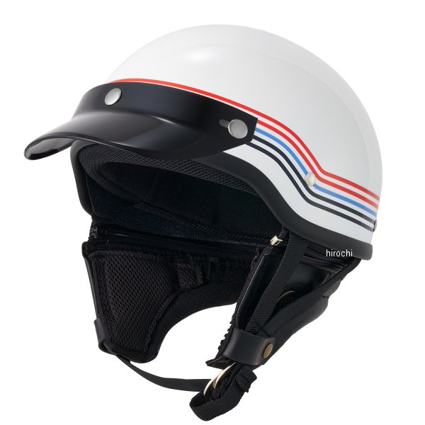 【メーカー在庫あり】 マルシン工業 MCH5 MZ-HALF ハーフヘルメット ストライプ(WH/RD/BL) フリーサイズ(57～60cm未満) MZH005 JP店｜株式会社ヒロチー商事 店