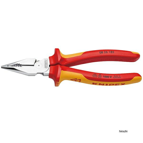 【メーカー在庫あり】 クニペックス KNIPEX 1000V 絶縁ニードルノーズペンチ 185mm パック入 0826-185SB JP店｜株式会社ヒロチー商事 店