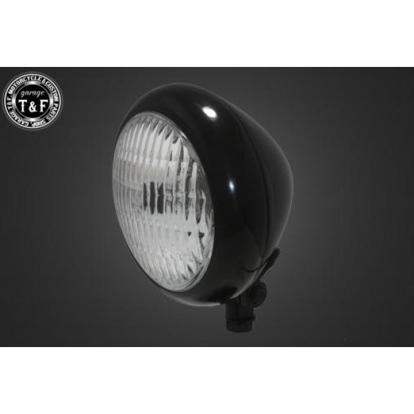 ガレージT&F 4.5in トラクターヘッドライト(ブラック)クリアーレンズ+ステーB バルカン400クラシック 4023055 JP店