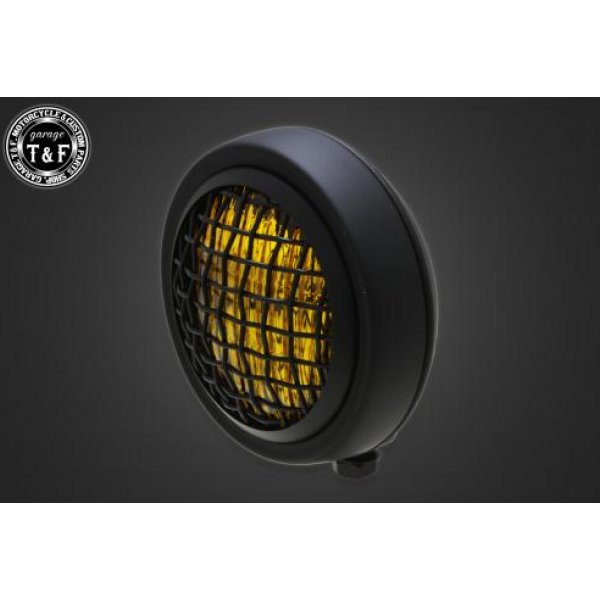 ガレージT&F 4.5in グリルヘッドライト(マットブラック)イエローレンズ ステー無し 4023966 JP店