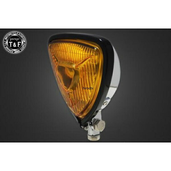 ガレージT&F ビンテージトライアングルヘッドライト(ブラック/メッキ)イエローレンズ+ステーA DS250 4022364 JP店