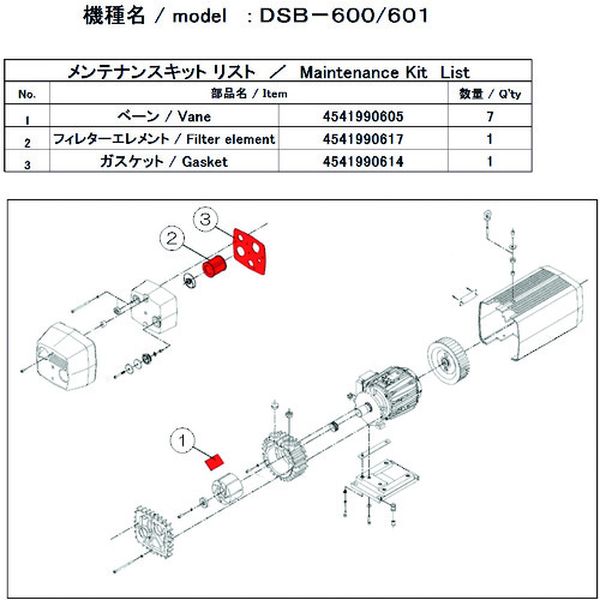 【製造会社店卸し資産あり】 DSB601MAINTENANCEKIT  無意味さ揚水機用検査と修理ちびっ子 DSB-600/601用 DSB-601 JP店