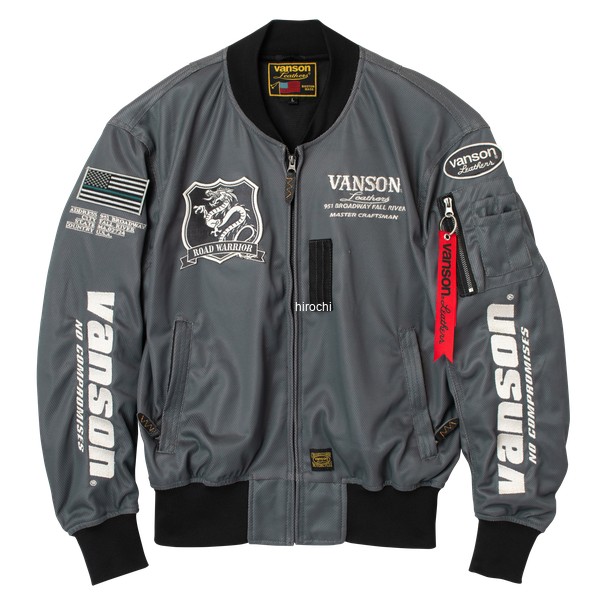 【メーカー在庫あり】 バンソン VANSON 2026年春夏モデル メッシュMA-1ジャケット Lサイズ GY/IV VS26101S JP店