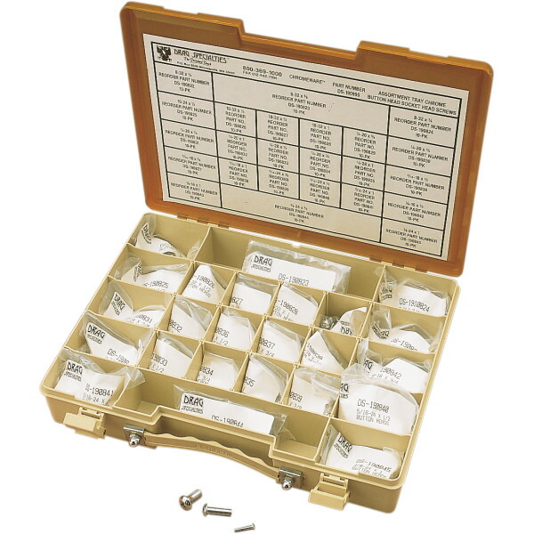 【USA在庫あり】 DRAG 六角穴付きボタンボルト 詰め合わせセット クローム DS-190995 JP店