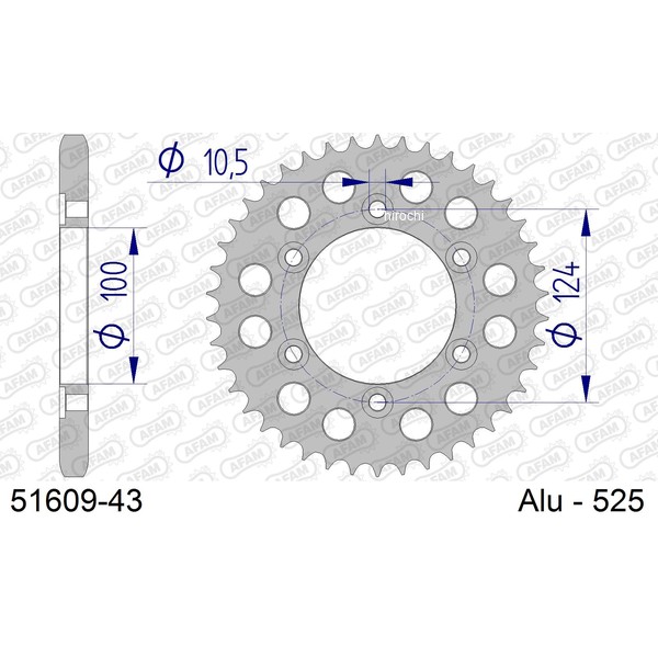 アファム AFAM リアスプロケット 43T/525 ドゥカティ 99年-02年 916STRADA 916ストラーダ 51609-43 JP店