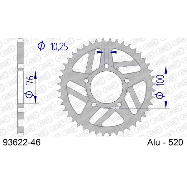 【メーカー在庫あり】 アファム AFAM リアスプロケット アルミ 46T/520 93622-46 JP店