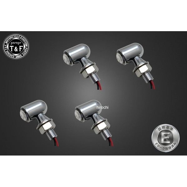 【New】 ガレージT＆F 超小型マイクロウィンカー LED クリアーレンズ仕様/ステーセットE メッキ 8030209 JP店