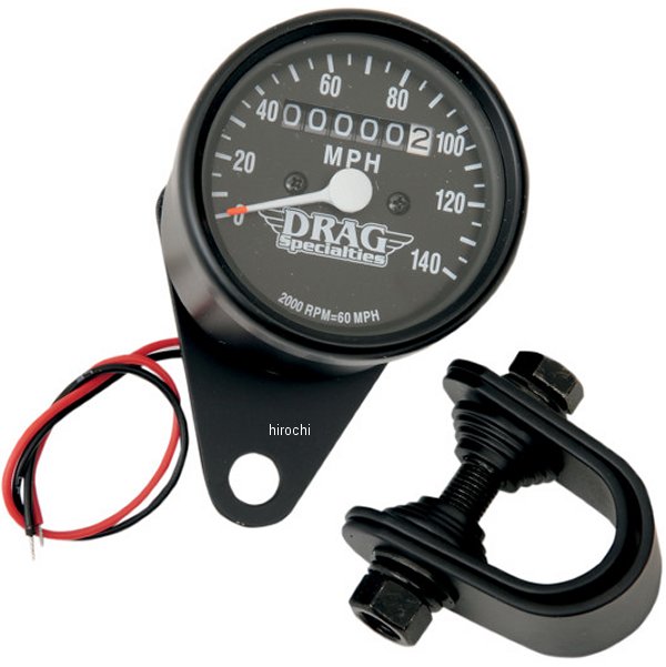 【USA在庫あり】 DRAG 機械式スピードメーター(140MPH) 2.37インチ(60mm) 2:1 黒ボディー/黒 2210-0249 JP店